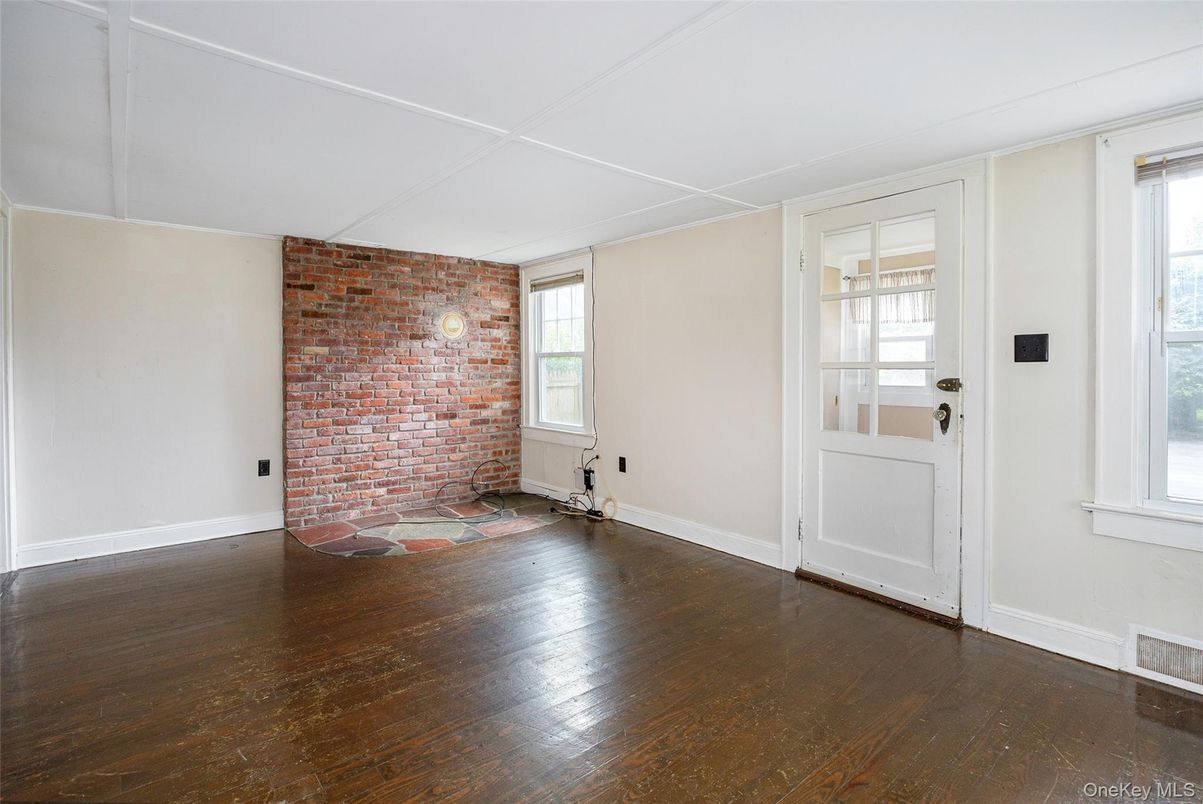 Empty room, Interior, Stone Walls, Wood Texture Flooring