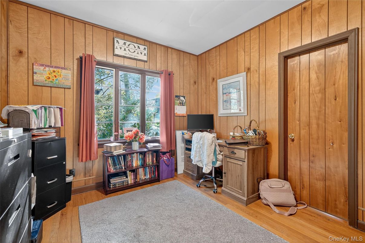 Home Office, Interior, Wood Texture Flooring, Wooden Walls