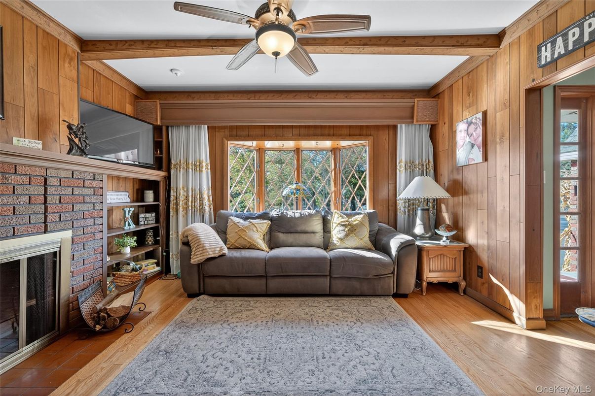 Fireplace, Interior, Living room, Stone Walls, Wooden Beams, Wood Texture Flooring, Wooden Walls