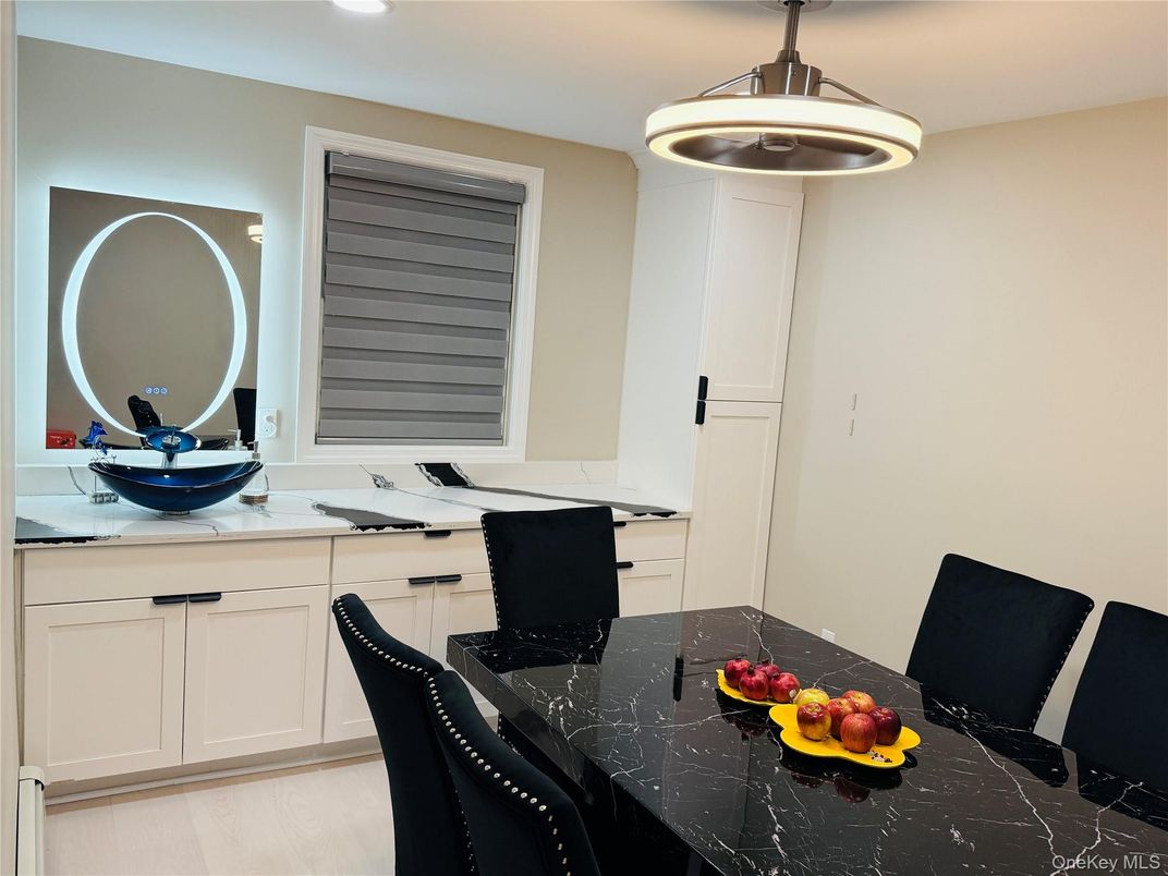 Dining room, Interior, Recessed Lighting, Wood Texture Flooring