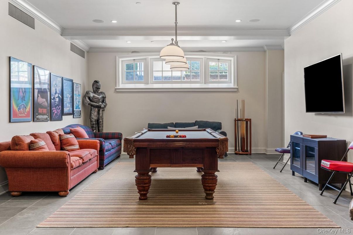 Billiard Table, Game Room, Interior, Pendant Lights, Recessed Lighting