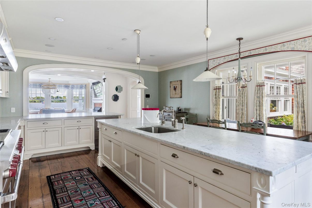 Chandelier, Interior, Kitchen, Pendant Lights, Recessed Lighting, Wood Texture Flooring