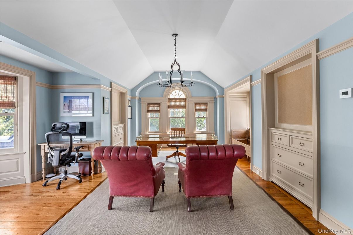 Chandelier, Home Office, Interior, Wood Texture Flooring
