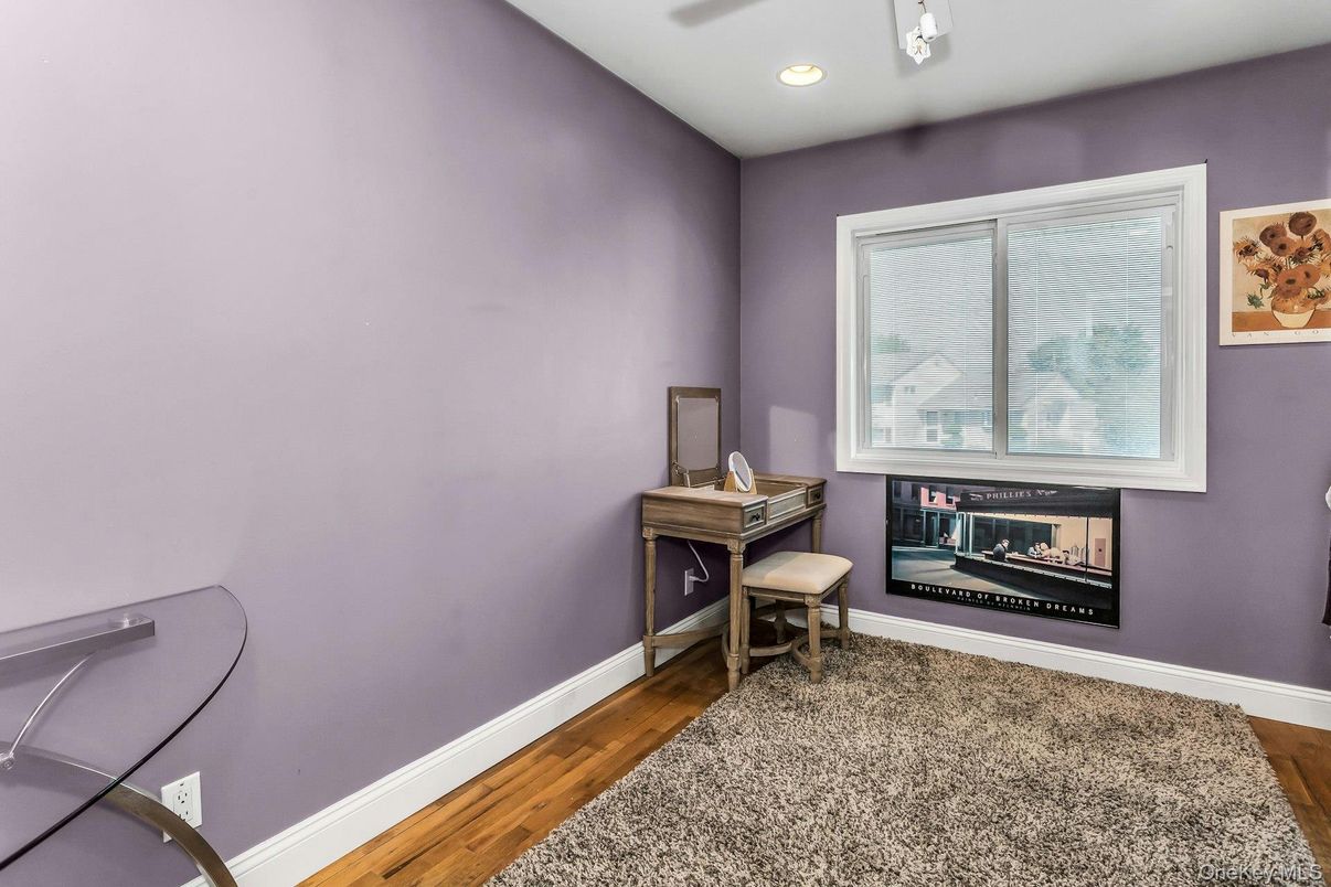 Fireplace, Home Office, Interior, Recessed Lighting, Wood Texture Flooring