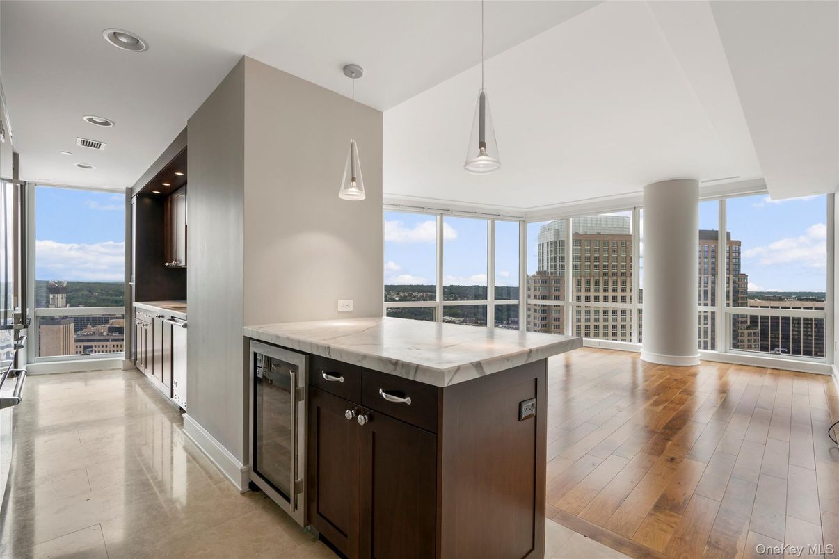 Interior, Kitchen, Pendant Lights, Recessed Lighting, Wood Texture Flooring