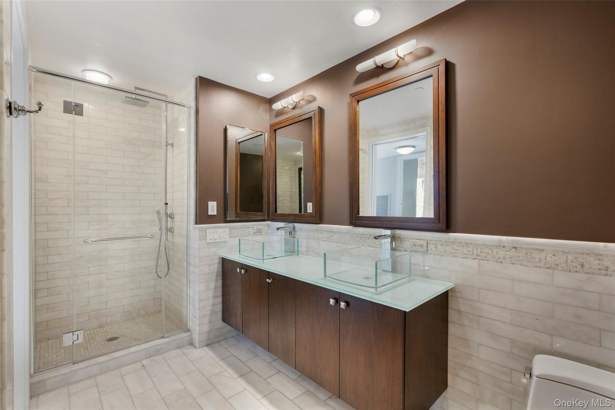 Bathroom, Glass Shower, Interior, Recessed Lighting