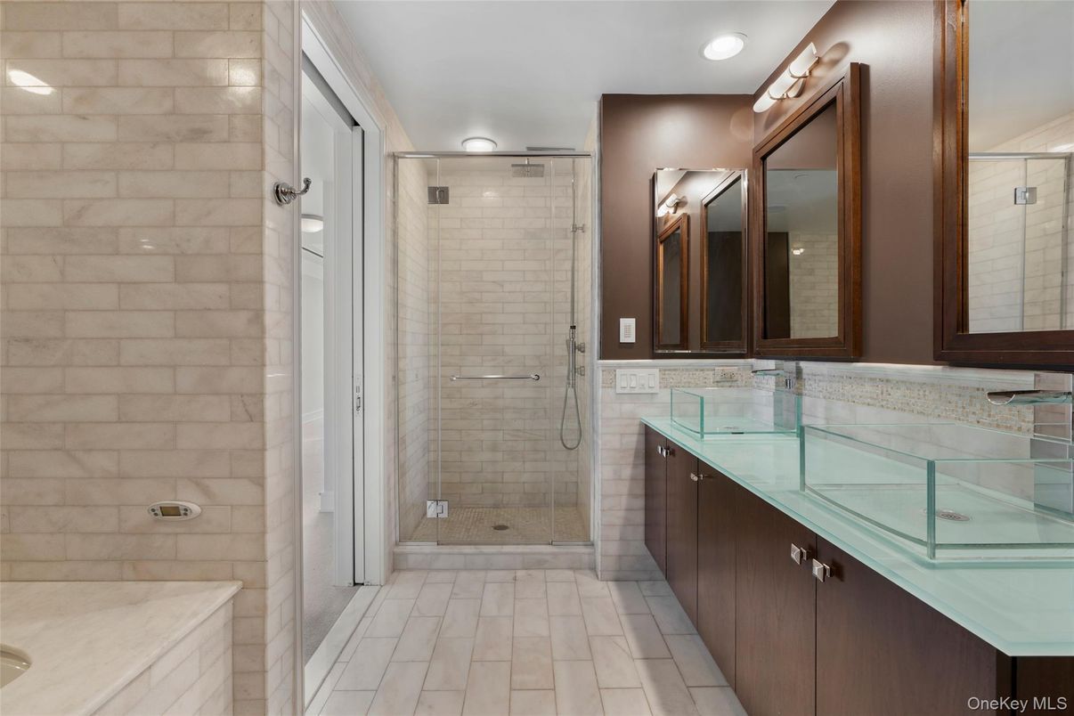 Bathroom, Glass Shower, Interior, Recessed Lighting