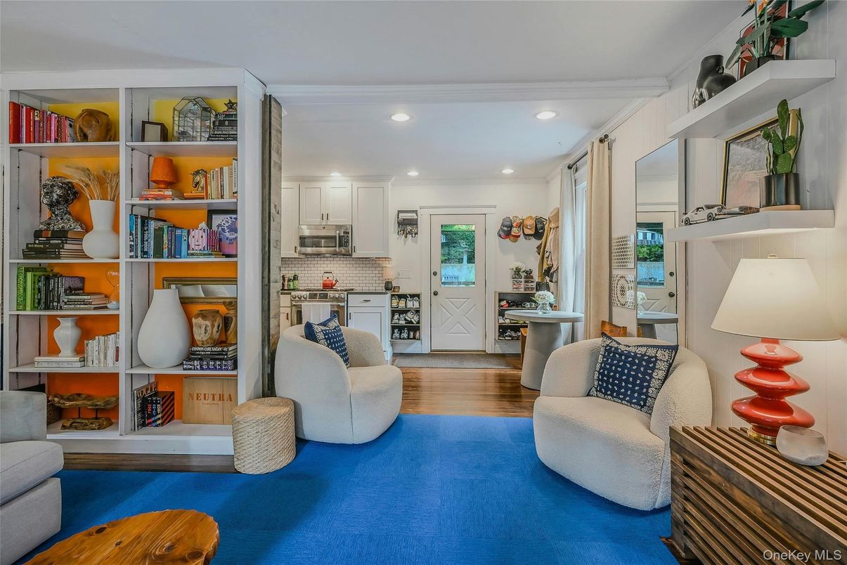 Interior, Kitchen, Living room, Recessed Lighting, Stainless Steel Appliances, Wood Texture Flooring