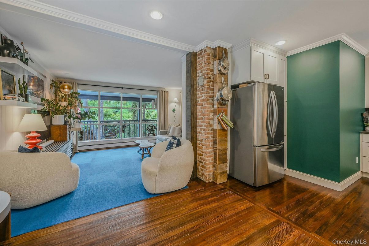Interior, Kitchen, Living room, Recessed Lighting, Stainless Steel Appliances, Wood Texture Flooring