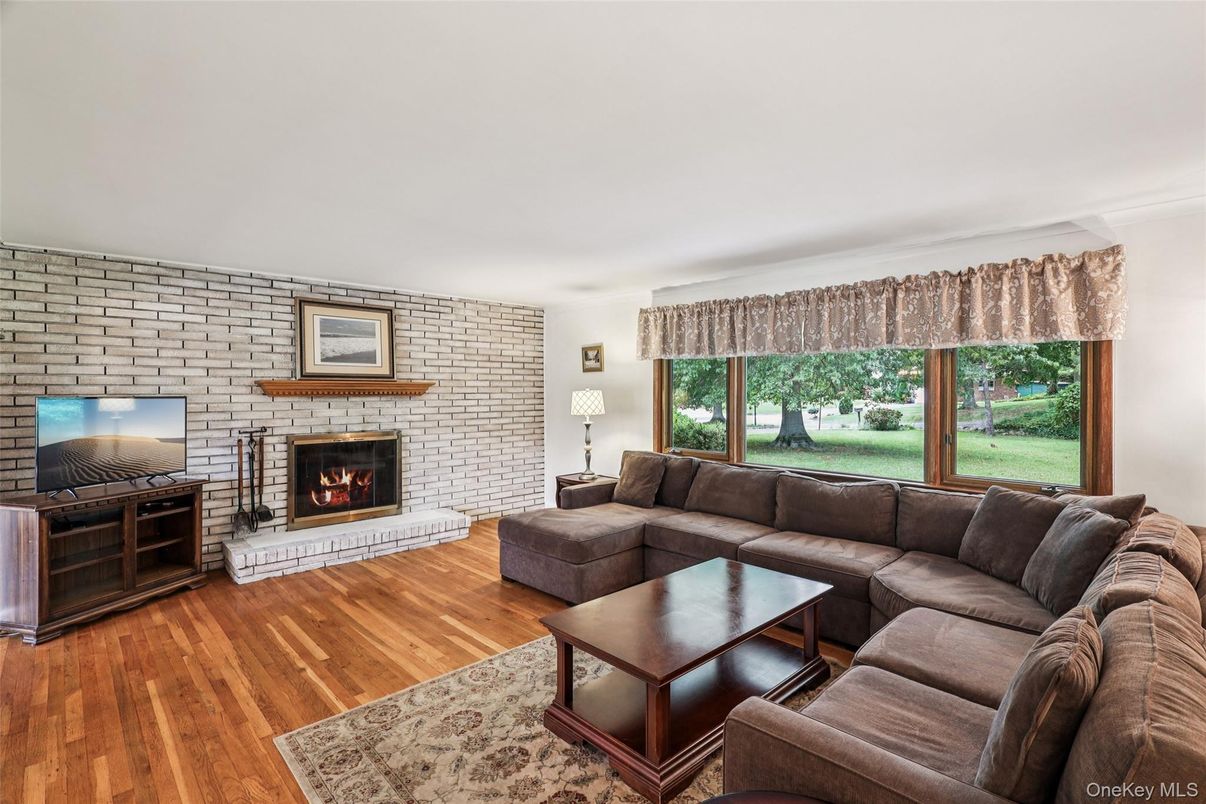 Fireplace, Interior, Living room, Stone Walls, Wood Texture Flooring
