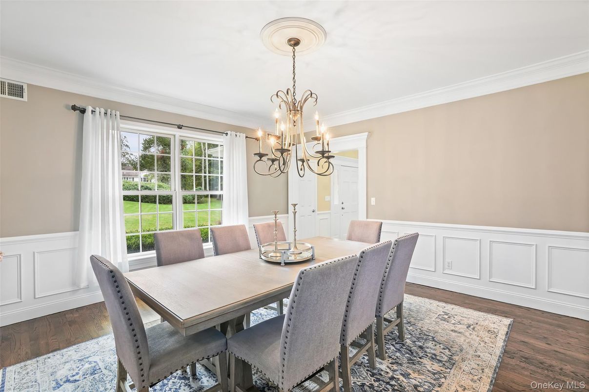 Chandelier, Dining room, Interior, Wood Texture Flooring