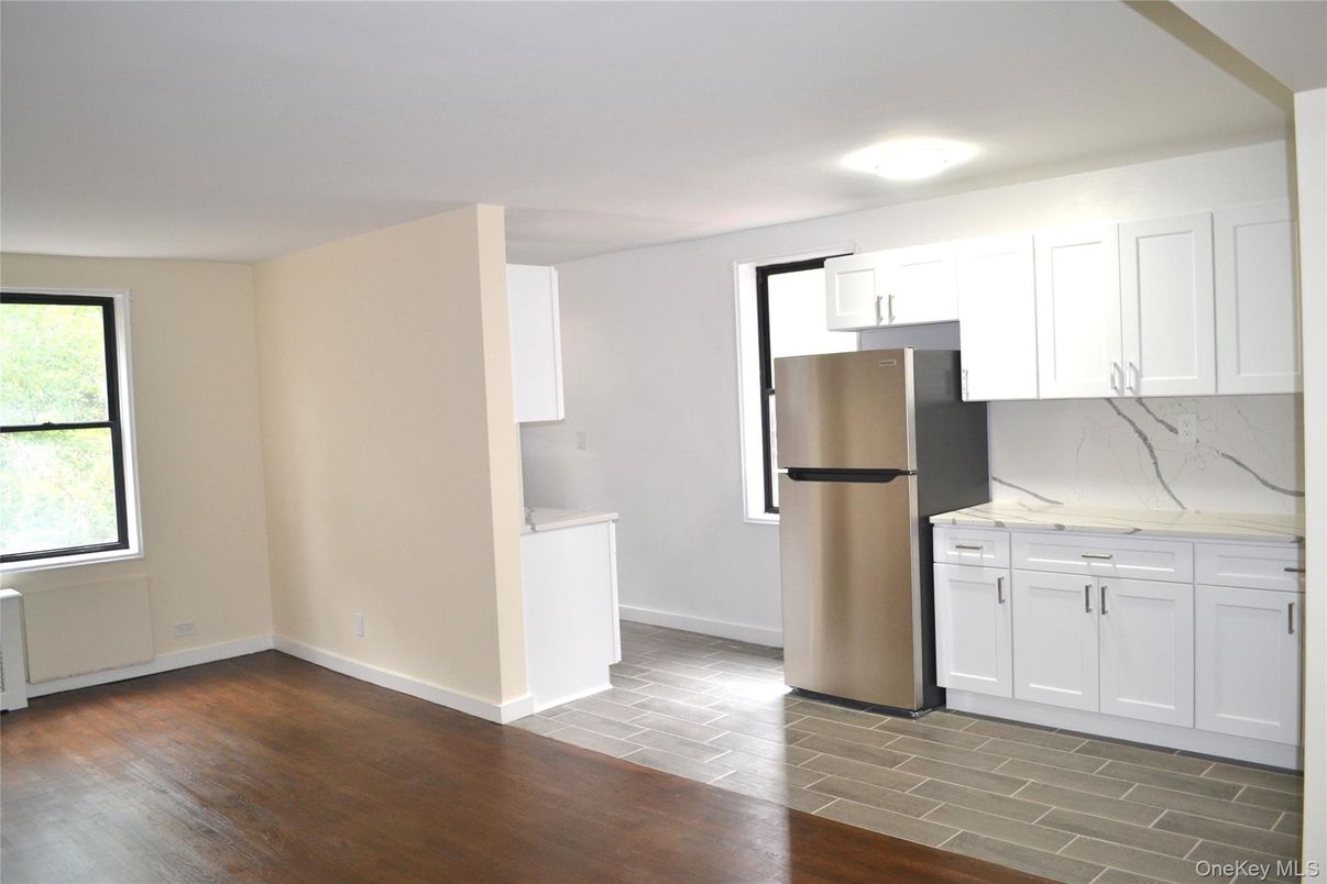 Interior, Kitchen, Marble Walls, Stainless Steel Appliances, Wood Texture Flooring