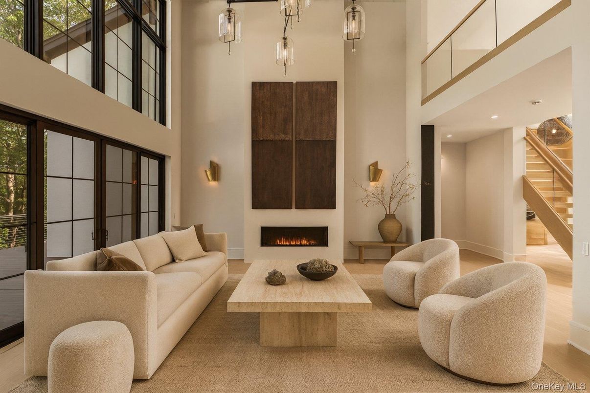 Fireplace, Interior, Living room, Recessed Lighting