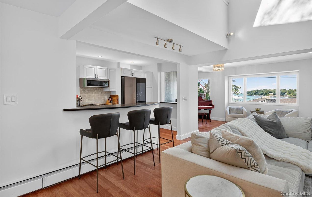 Interior, Kitchen, Living room, Recessed Lighting, Stainless Steel Appliances, Wood Texture Flooring
