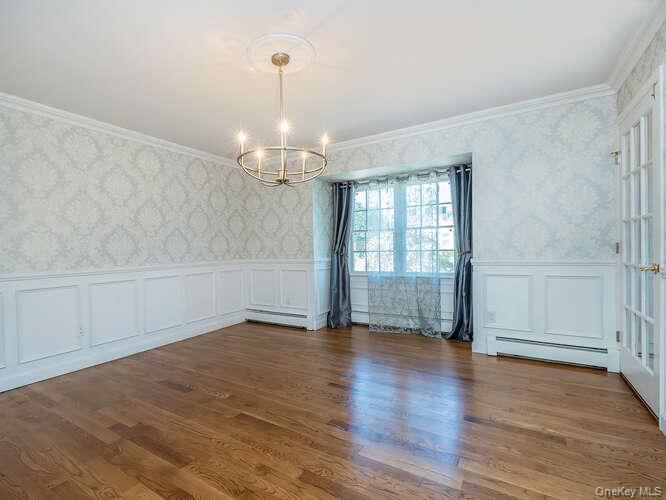 Chandelier, Empty room, Interior, Wood Texture Flooring