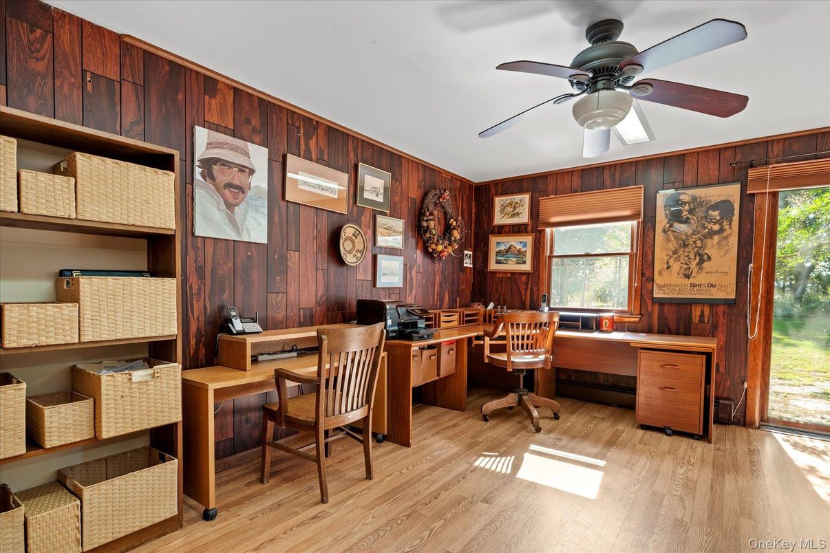 Home Office, Interior, Wood Texture Flooring, Wooden Walls