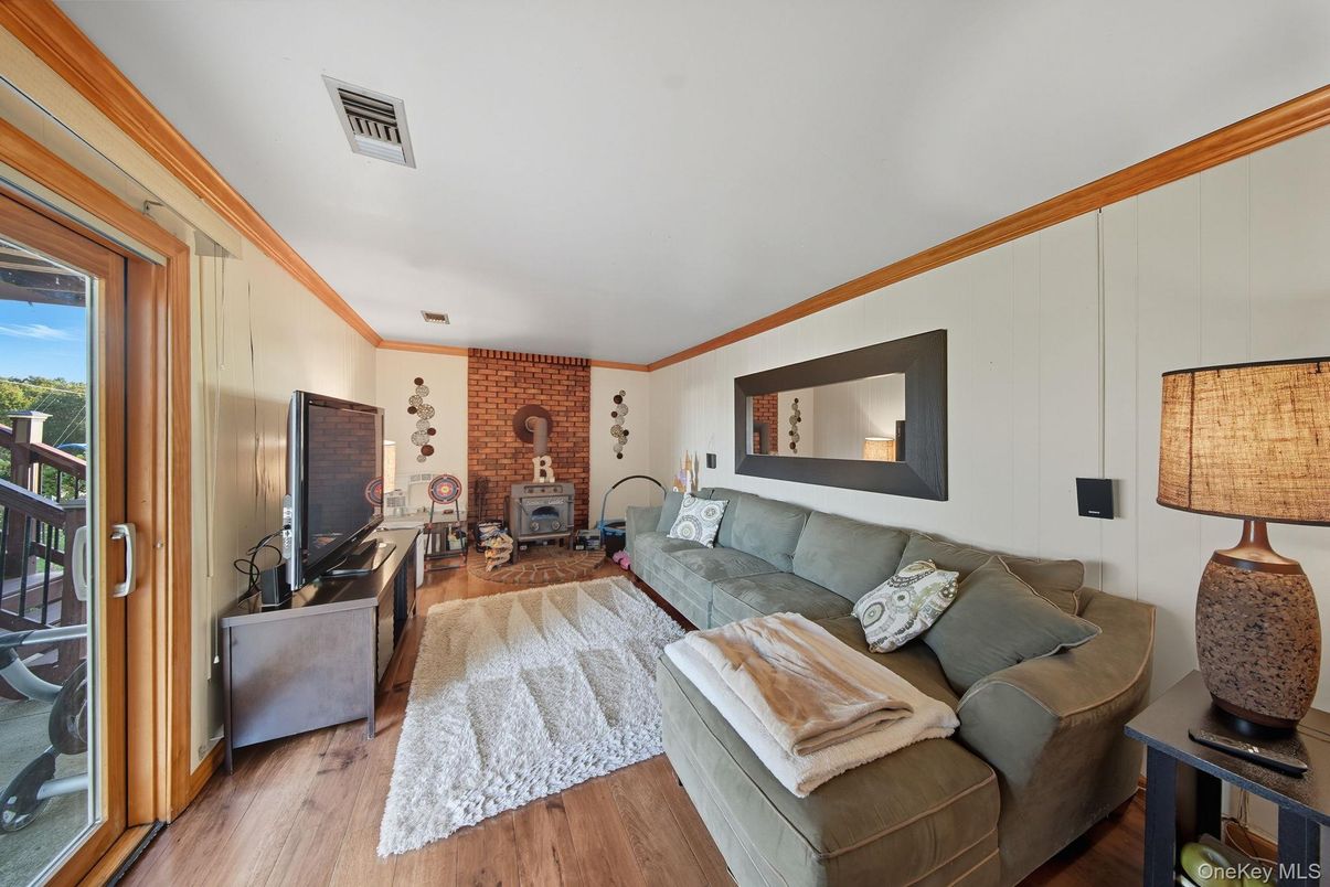 Fireplace, Interior, Living room, Stone Walls, Wood Texture Flooring