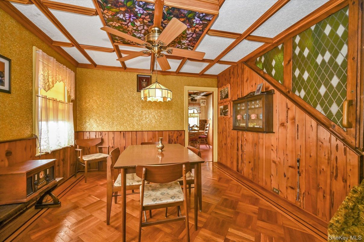 Dining room, Interior, Wood Texture Flooring, Wooden Walls