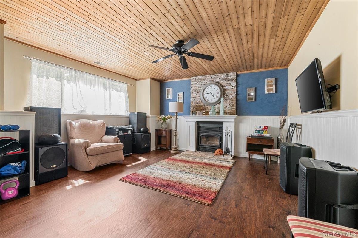 Fireplace, Interior, Stone Walls, Wooden Ceilings, Wood Texture Flooring