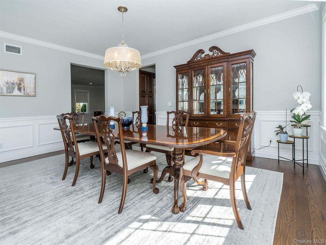 Chandelier, Dining room, Interior, Wood Texture Flooring
