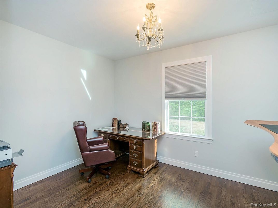 Chandelier, Home Office, Interior, Wood Texture Flooring