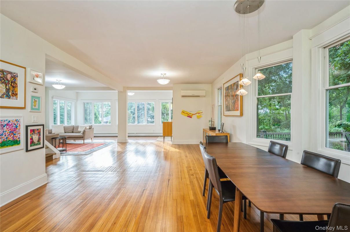 Dining room, Interior, Living room, Pendant Lights, Wood Texture Flooring