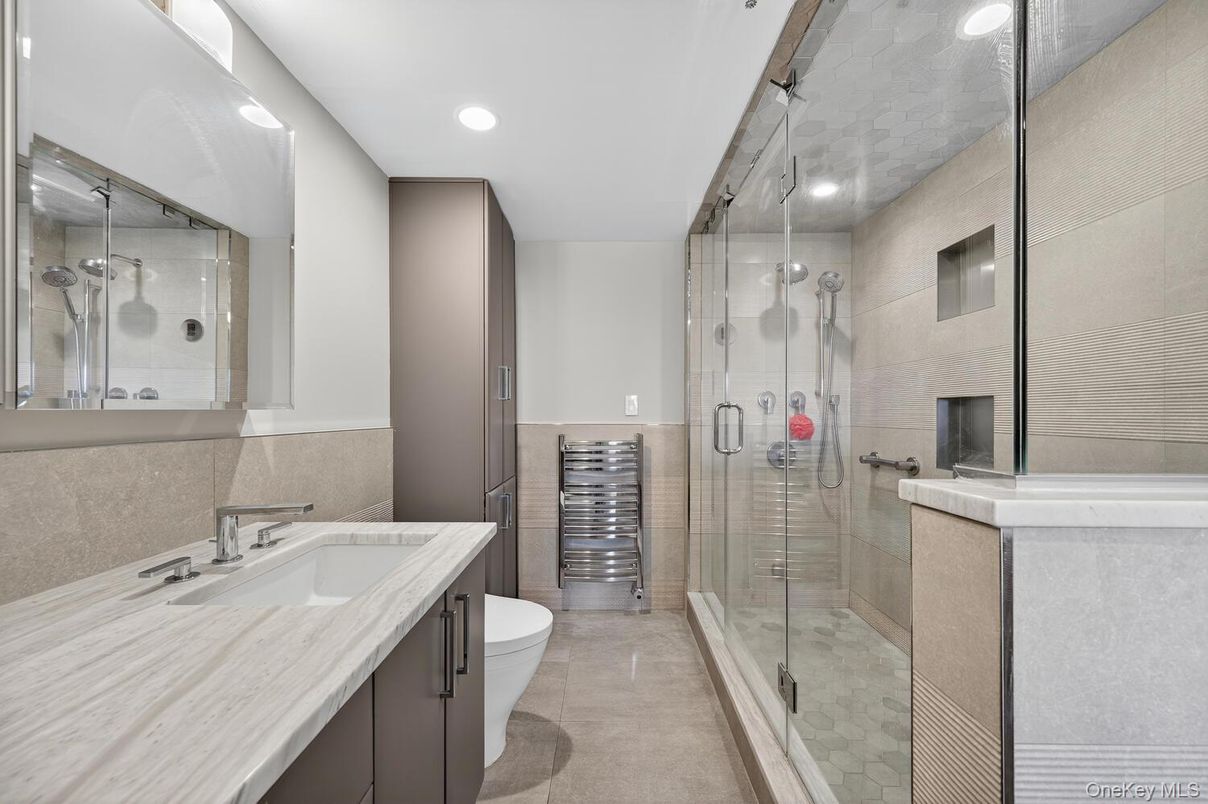 Bathroom, Glass Shower, Interior, Recessed Lighting