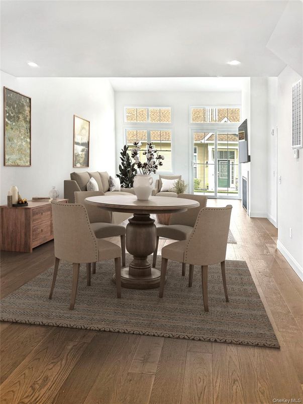 Dining room, Interior, Recessed Lighting, Wood Texture Flooring