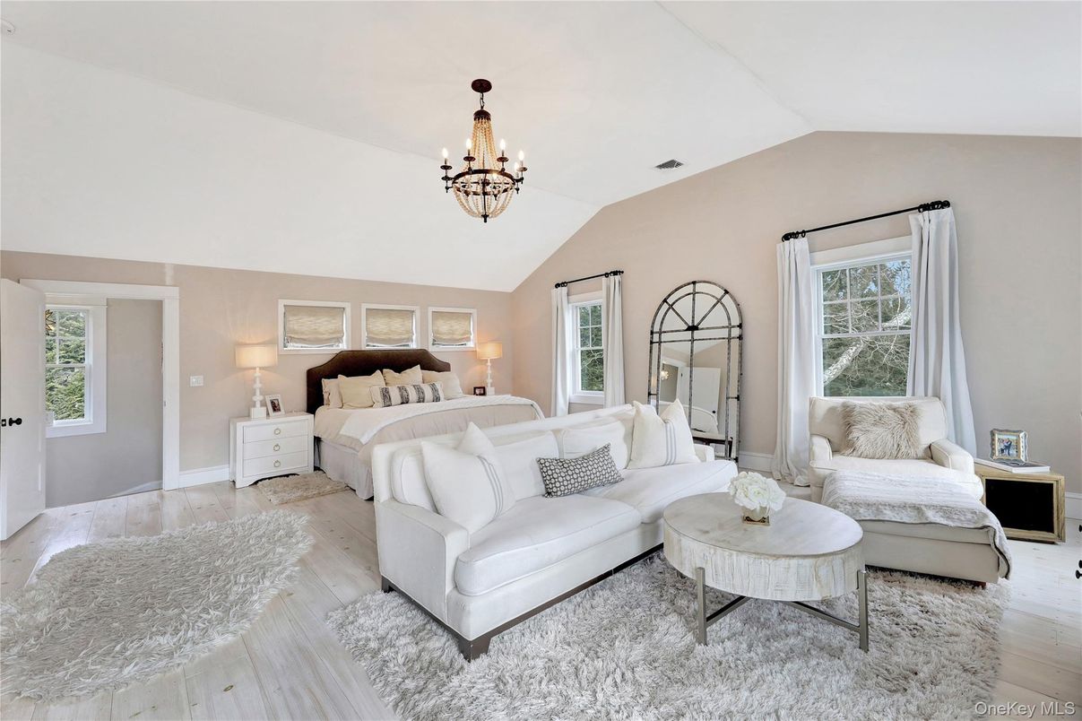 Bedroom, Chandelier, Interior, Wood Texture Flooring