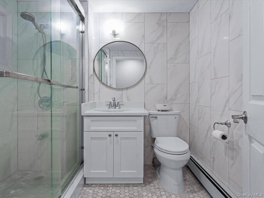 Bathroom, Glass Shower, Interior, Marble Walls