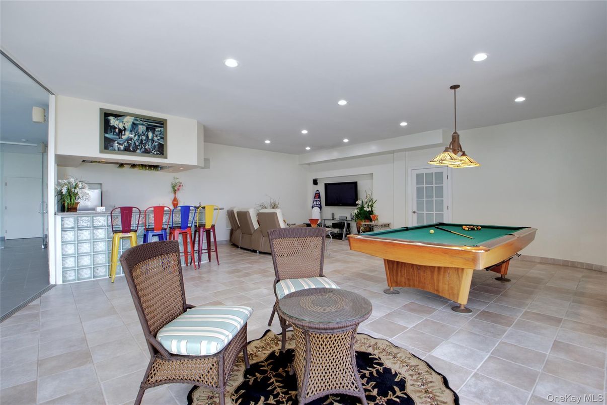 Billiard Table, Game Room, Interior, Pendant Lights, Recessed Lighting