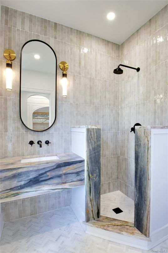Bathroom, Interior, Recessed Lighting, Wood Texture Flooring
