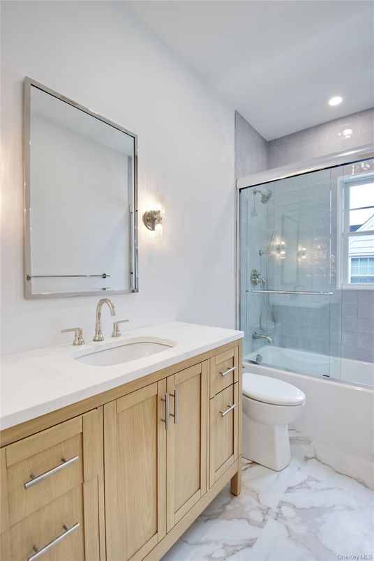Bathroom, Glass Shower, Interior, Marble, Recessed Lighting
