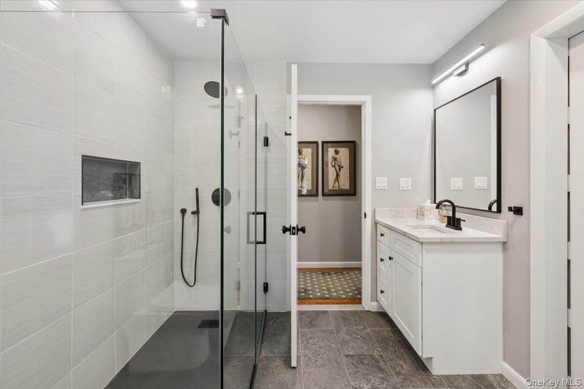 Bathroom, Dual Sink Vanities, Glass Shower, Interior
