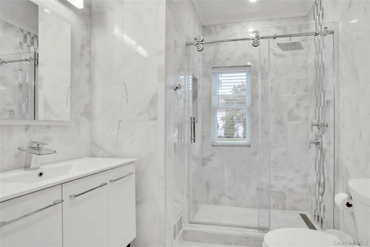 Bathroom, Glass Shower, Interior, Marble Walls