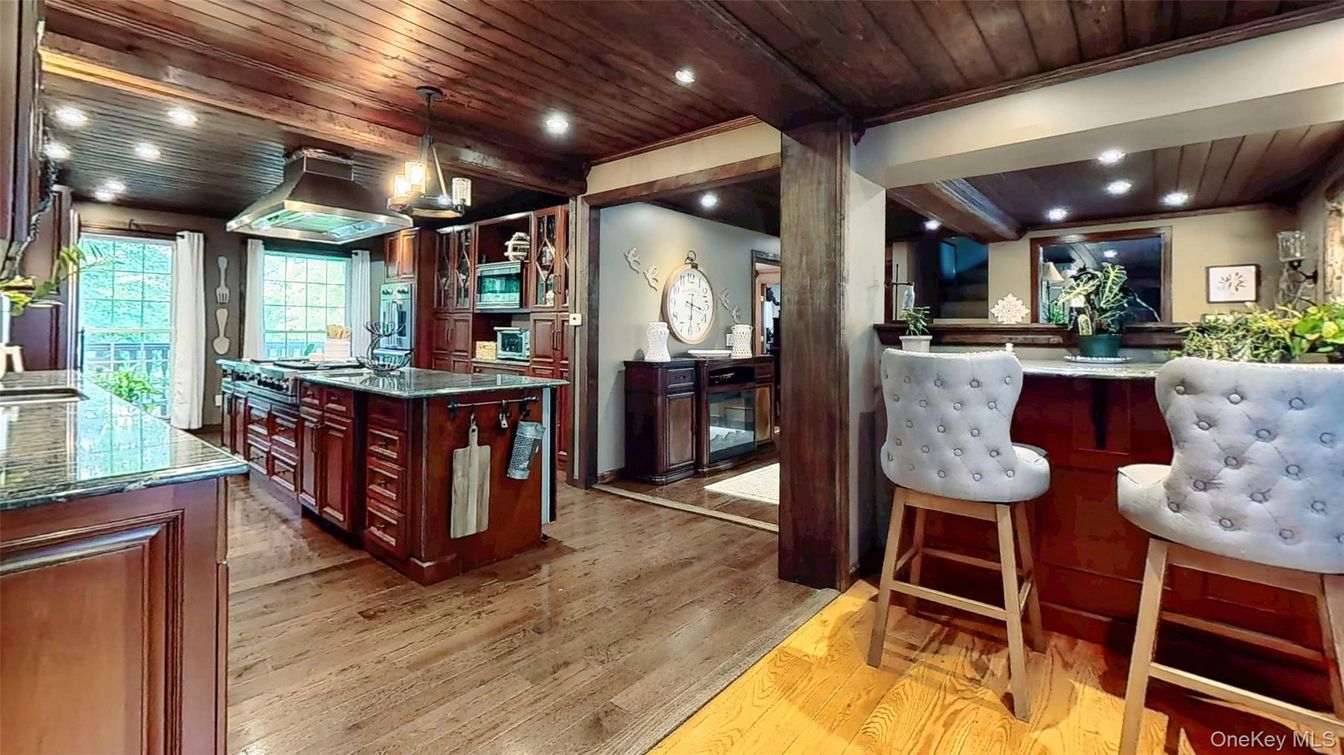 Interior, Kitchen, Recessed Lighting, Wooden Beams, Wooden Ceilings, Wood Texture Flooring