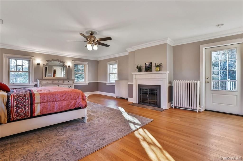 Bedroom, Fireplace, Interior, Wood Texture Flooring