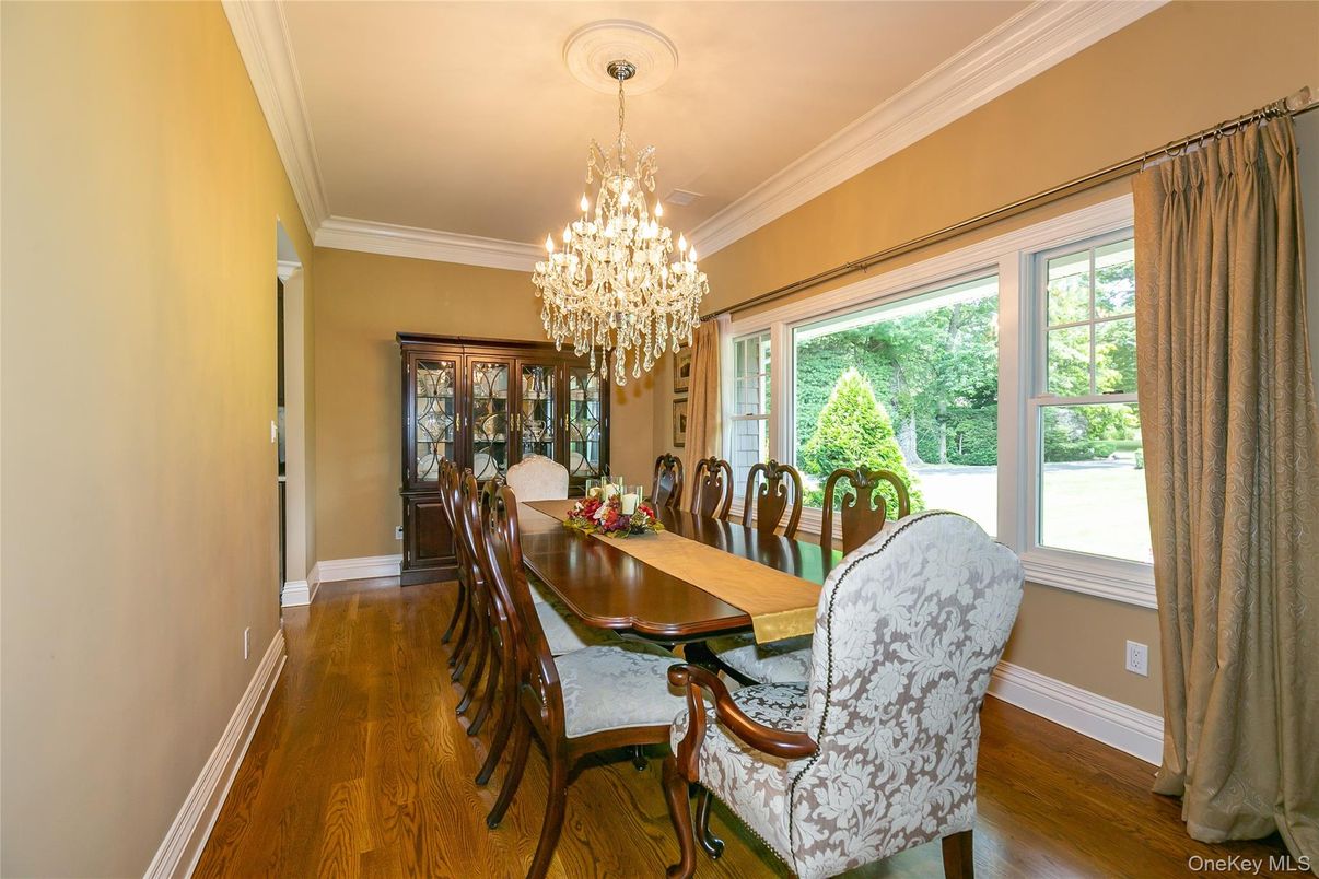 Chandelier, Dining room, Interior, Wood Texture Flooring