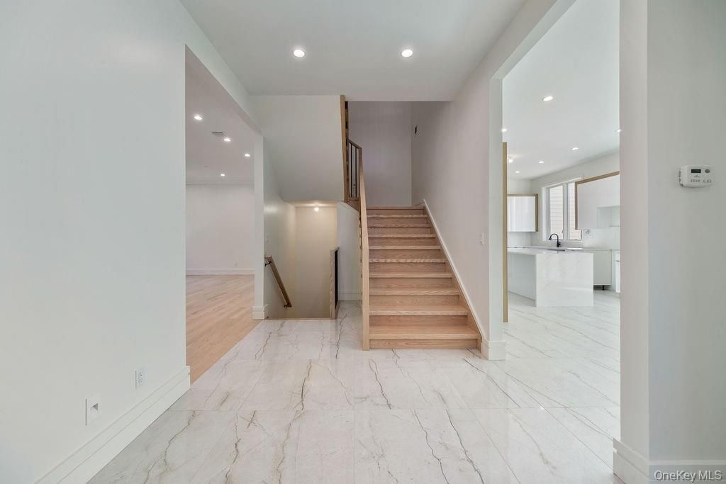 Interior, Marble, Recessed Lighting, Wood Texture Flooring