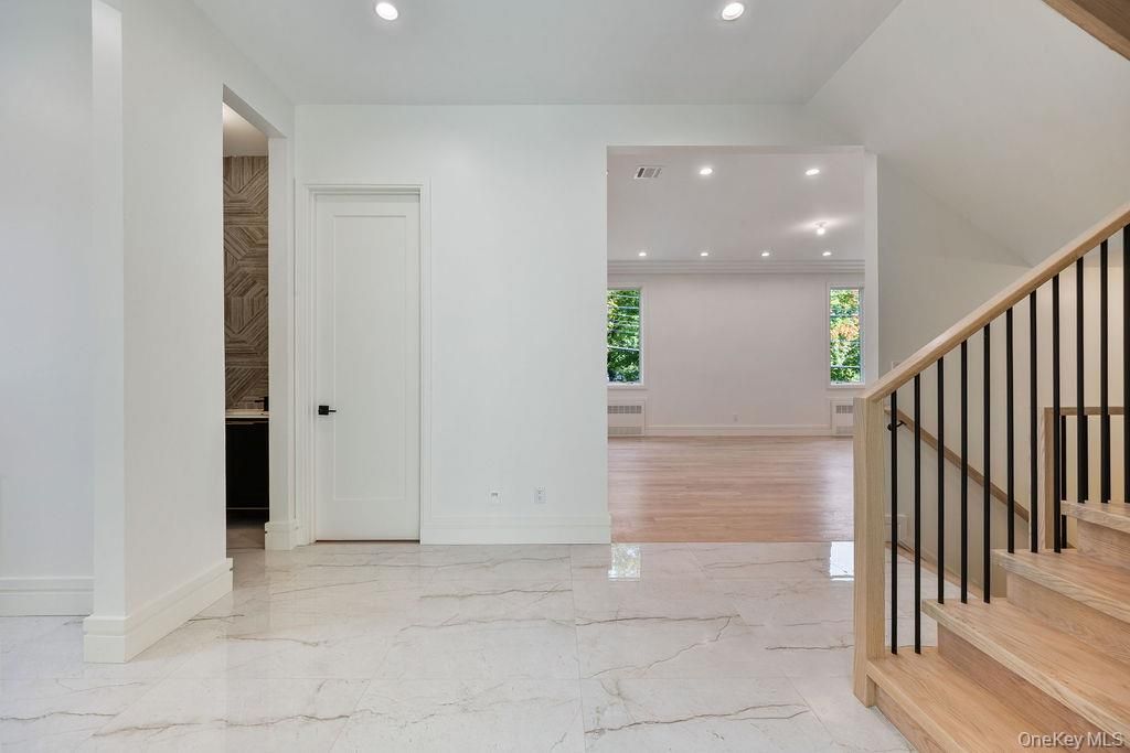 Empty room, Interior, Marble, Recessed Lighting, Wood Texture Flooring