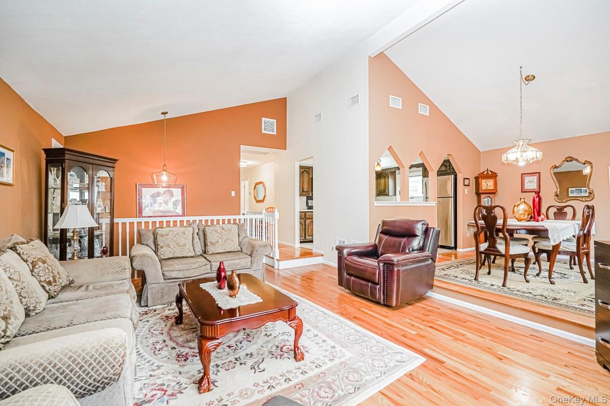 Dining room, Interior, Living room, Pendant Lights, Wood Texture Flooring
