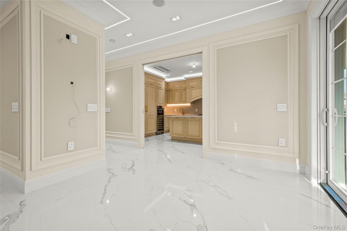 Empty room, Interior, Kitchen, Marble, Recessed Lighting