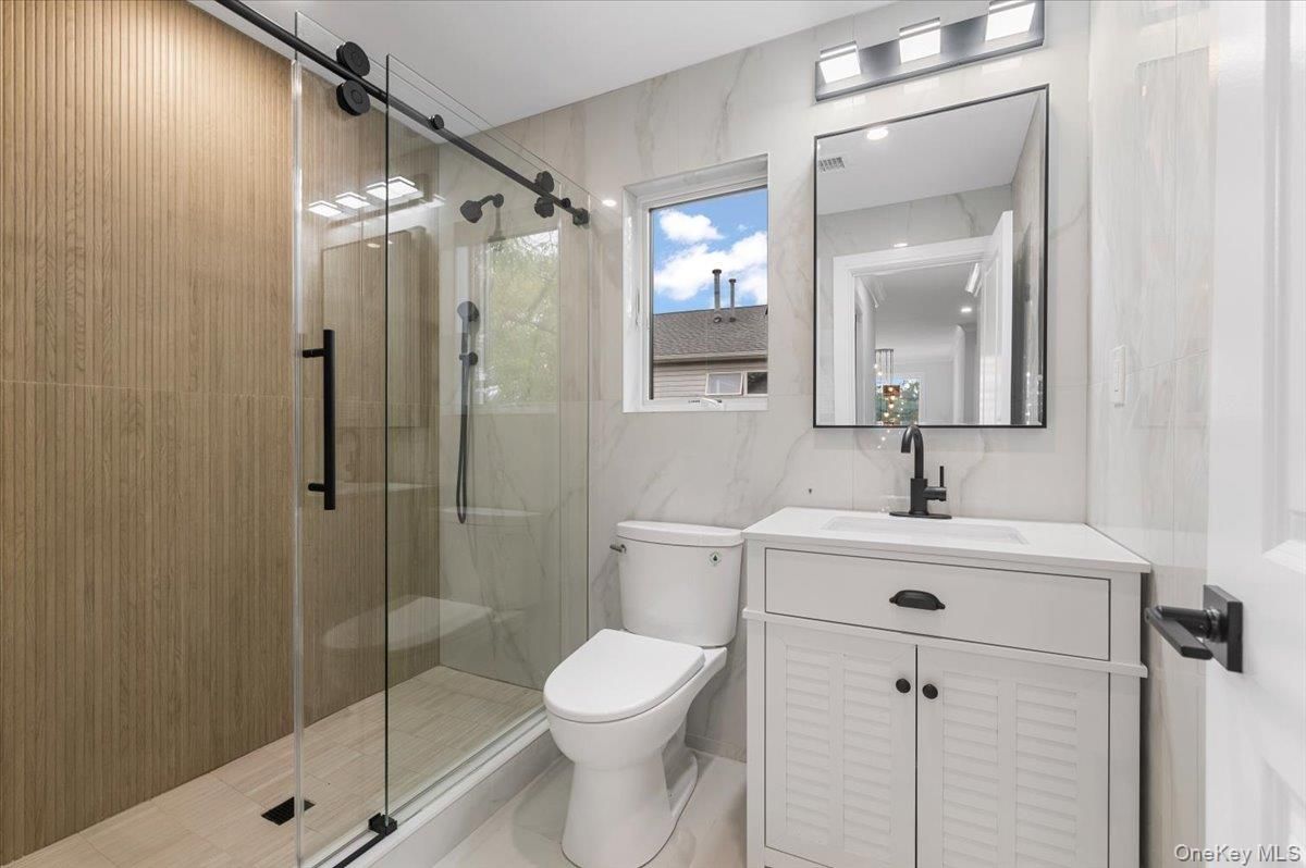 Bathroom, Glass Shower, Interior, Marble Walls