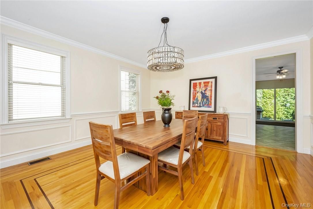 Chandelier, Dining room, Interior, Wood Texture Flooring