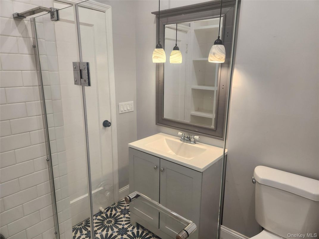 Bathroom, Glass Shower, Interior, Pendant Lights