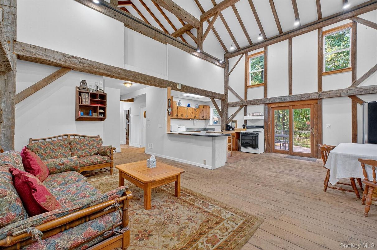 Interior, Kitchen, Living room, Wooden Beams, Wood Texture Flooring