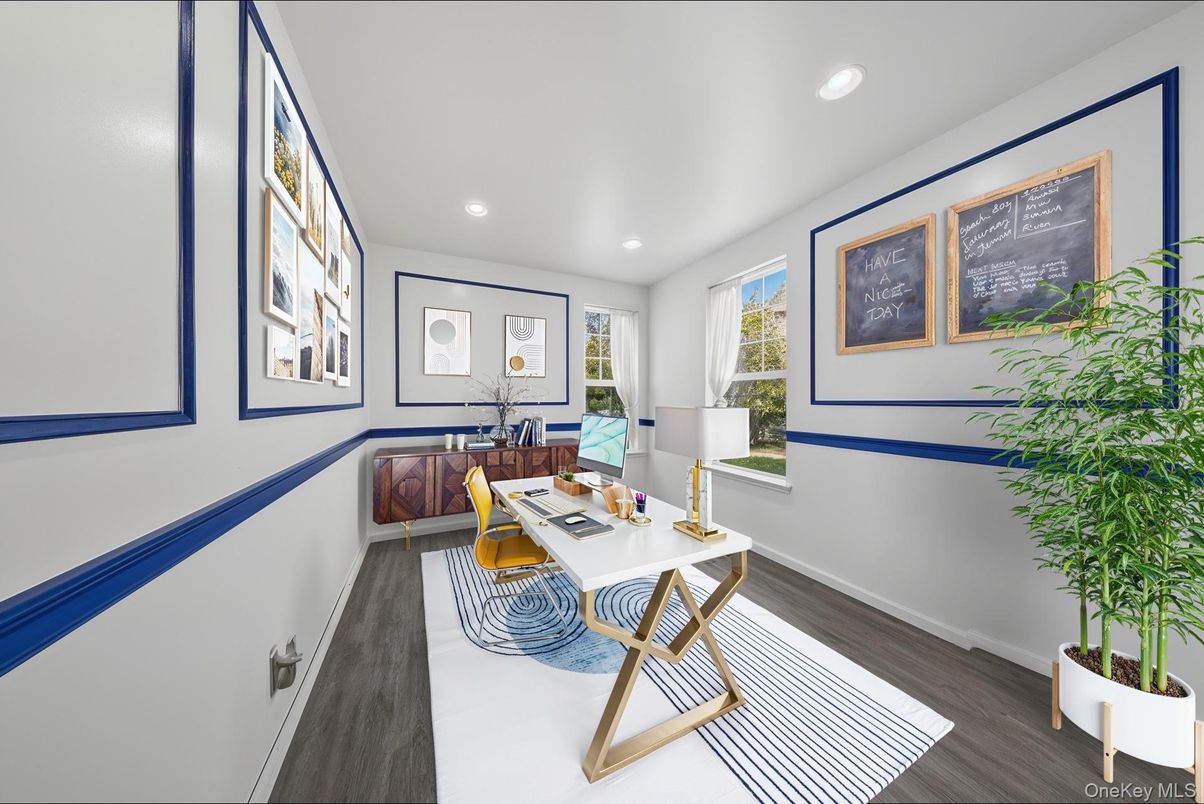 Home Office, Interior, Recessed Lighting, Wood Texture Flooring