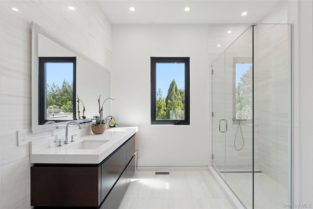 Bathroom, Glass Shower, Interior, Recessed Lighting