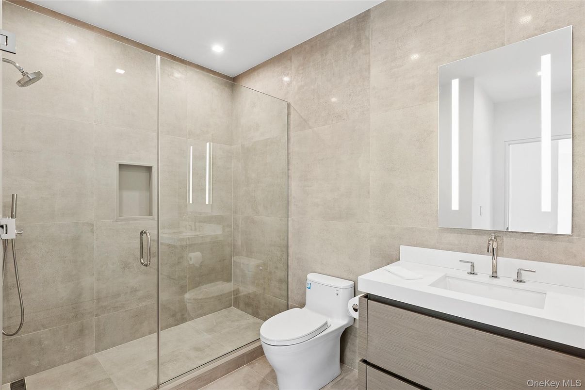 Bathroom, Glass Shower, Interior, Recessed Lighting