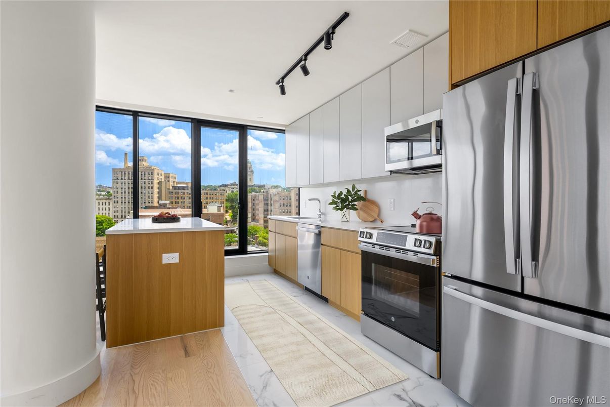 Interior, Kitchen, Stainless Steel Appliances, Water, Wood Texture Flooring